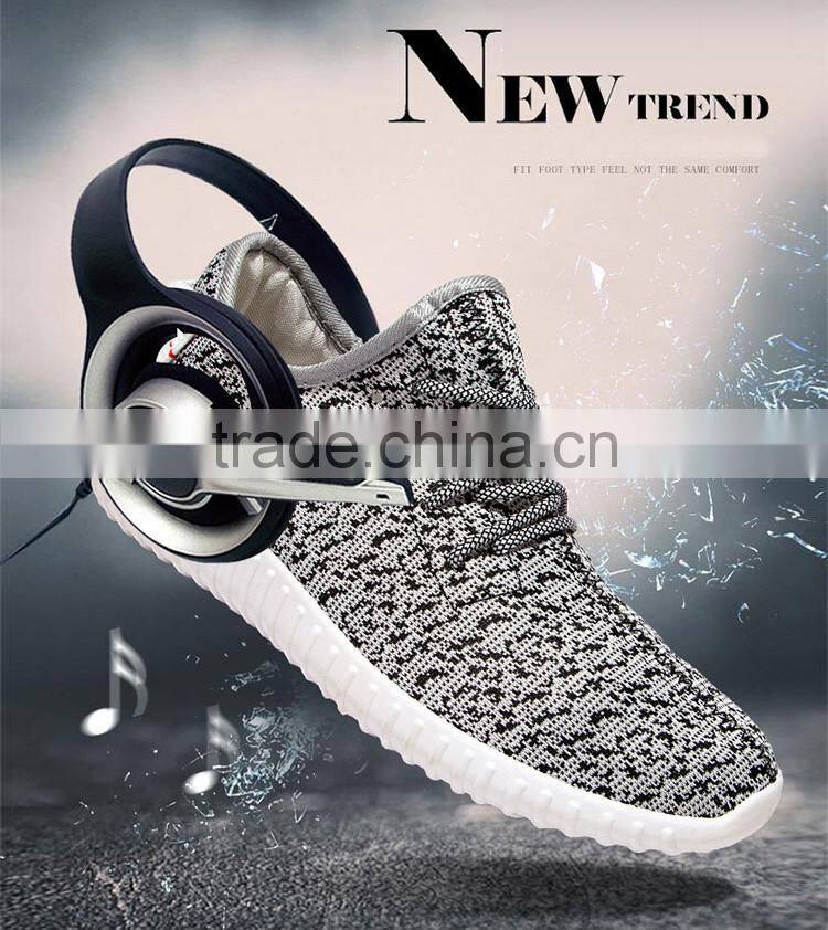 Hot Sale Man Running Breathable Shoe With No Brand Flyknit Fabric Casual Shoes