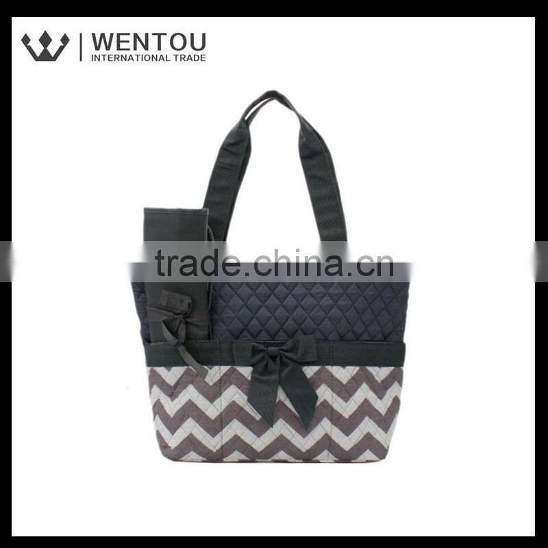 Cute Zig Zag Stripe Quilted Baby Diaper Bag