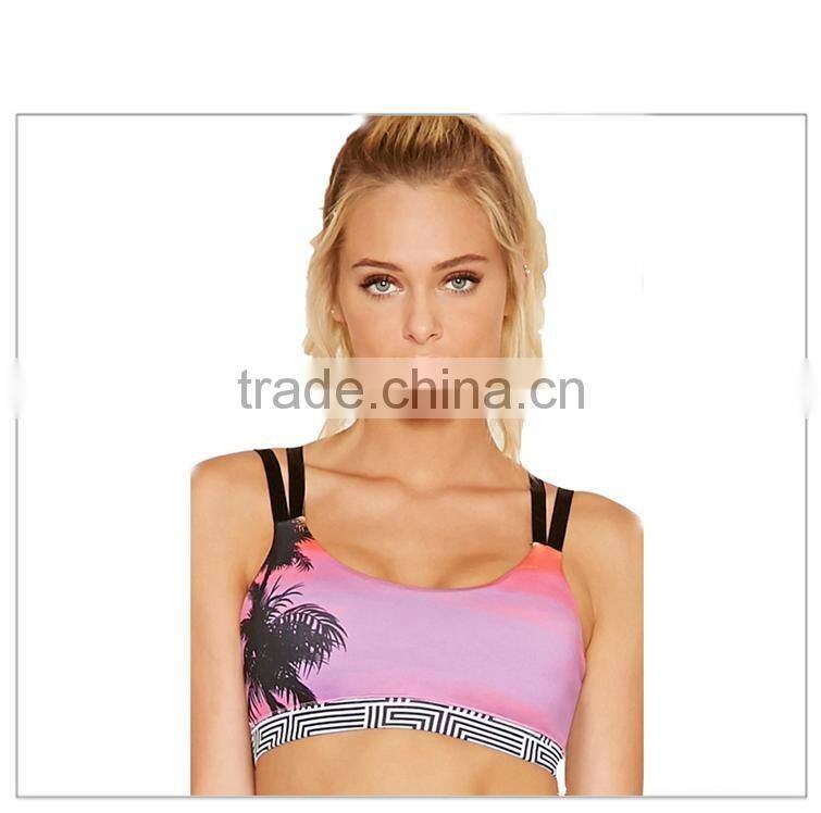 Wholesale good quality sexy girl sports bra colorful printing bra