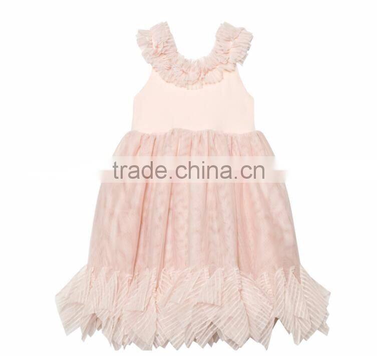 Ruffled Chiffon Dance princess dress lastest kids frock design for girls