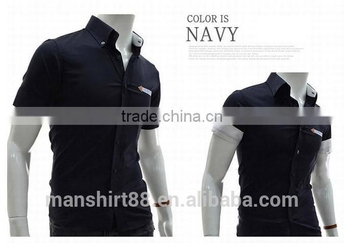 men's Slim Fit solid color short sleeve button downs casual shirt