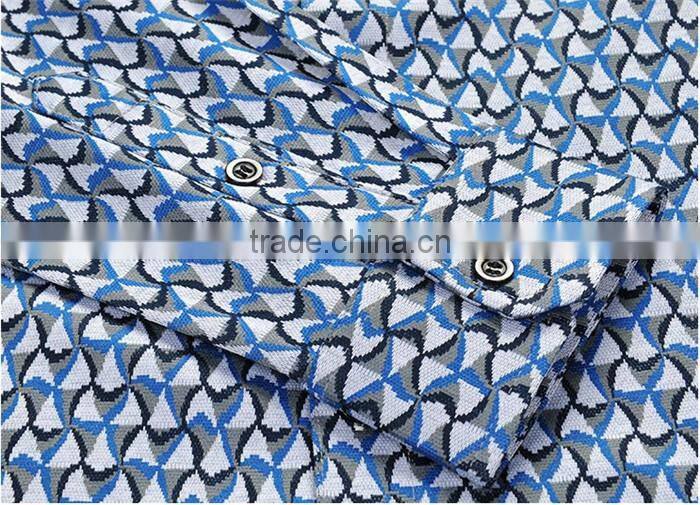 2016 men printed slim fit casual shirt