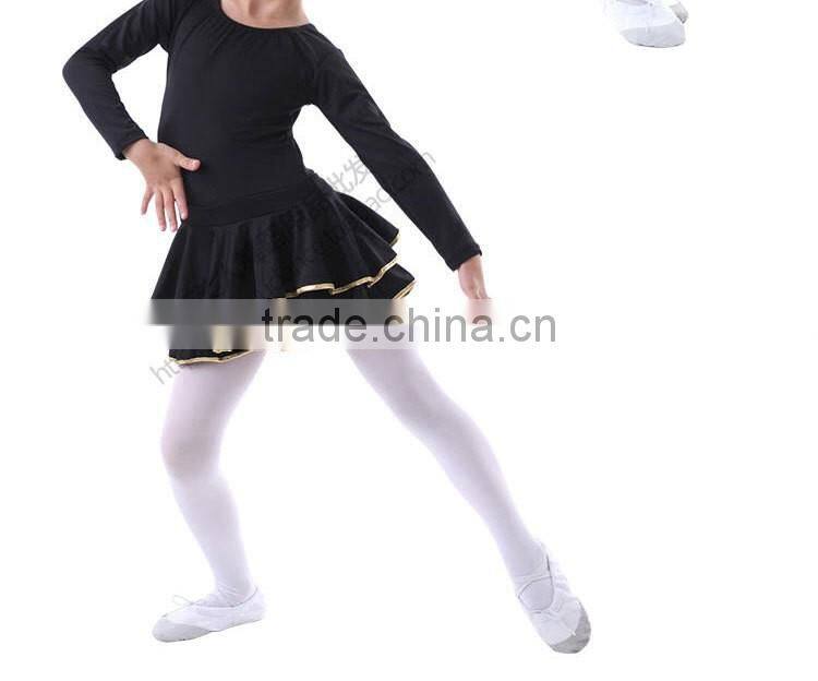 Child Kids Spandex Long Sleeve Latin Dance Dress Girls Fancy Dance Stage Costumes Performance Dress
