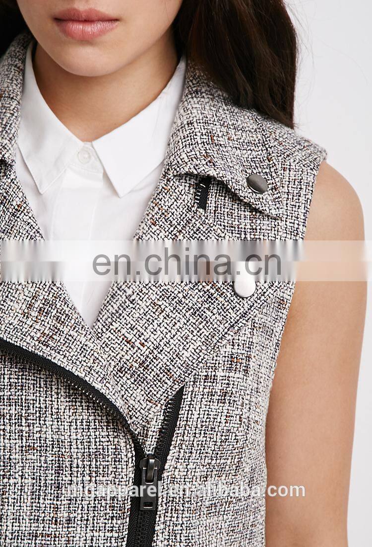 New arrival ladies office wear clothing off-center zippered front women vest
