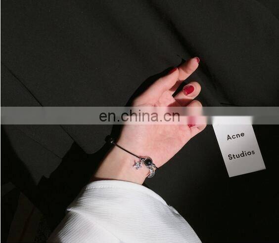 2 Styles Retro Blue Sandstone Luck Black Beads Star Bracelet Couple Jewelry Natural Stone Bracelet