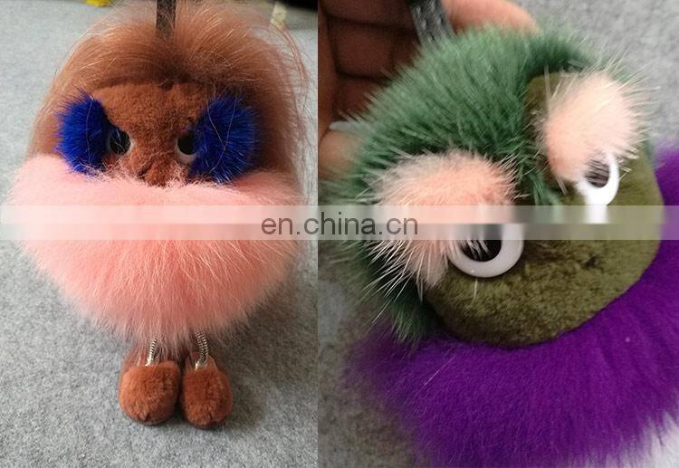 Luxury Colorful Fox Fur Animal Accessory / Fox Fur Bag Charm Key Chain