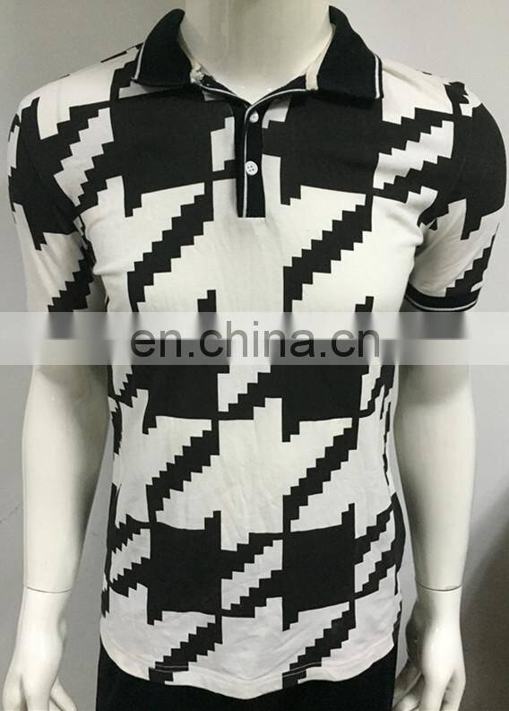 2016 Hot sale black and white polo t-shirt with black collar for men