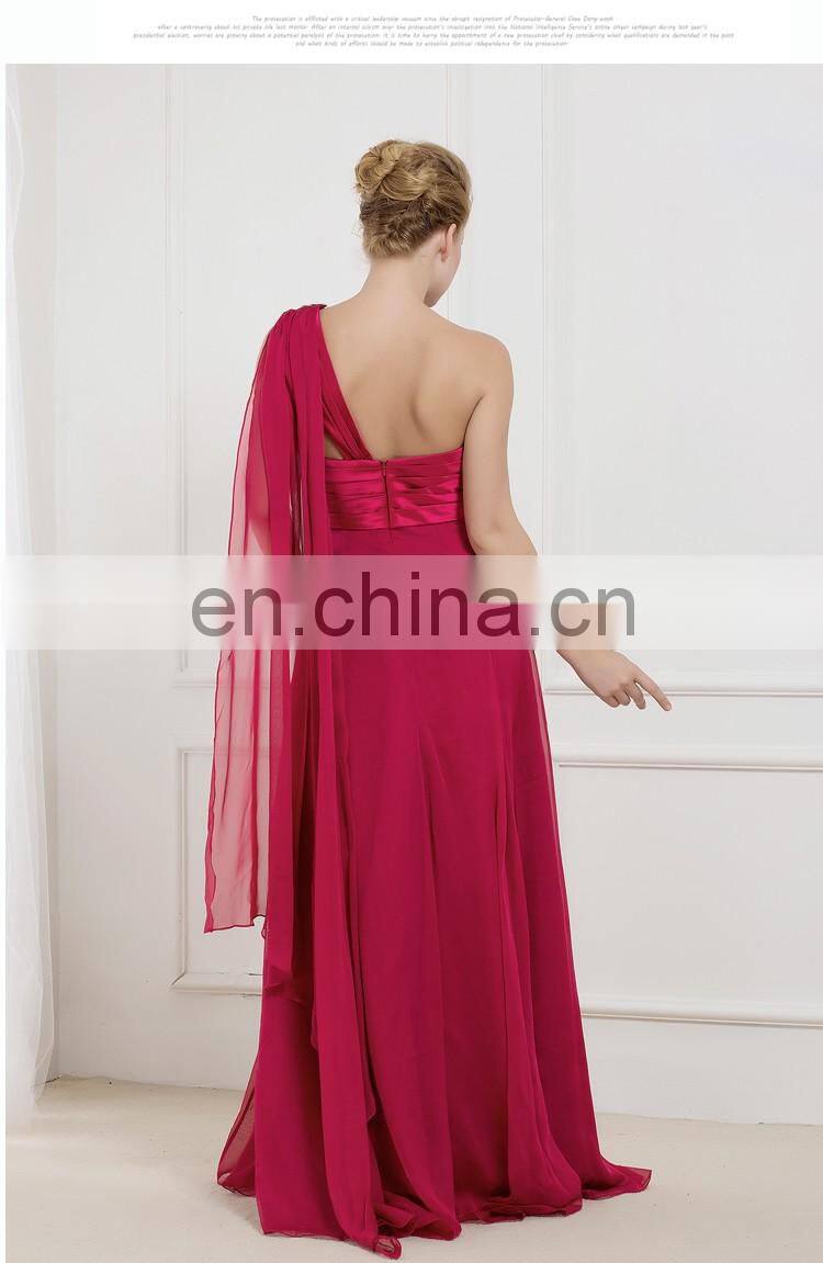 EM9017 A-Line scoop one shoulder slim Elegant bridesmaid dress | gentle lady formal dress