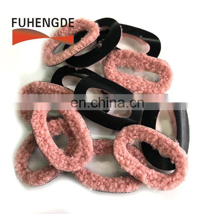 Green iron on towelling and fabric embroidery patch letters with hook loop backing fastening