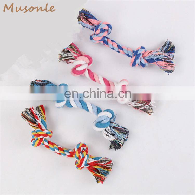 Small to large dog play colored double knots handmade cotton pet rope toy