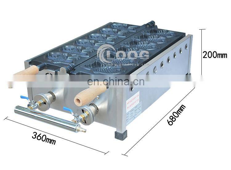 Most Popular 6 pieces Gas Taiyaki Grill Fish Shape Cake Machine in Stock