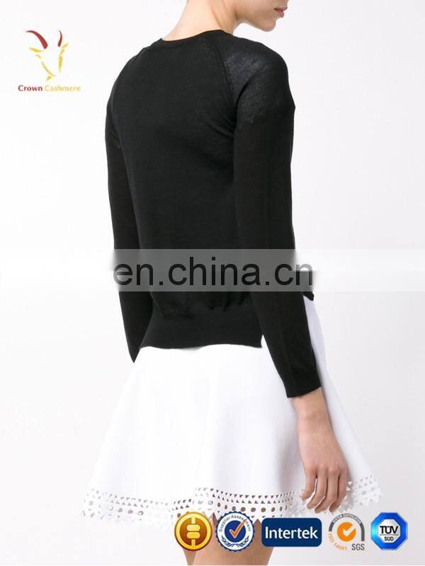 100% cashmere black short cardigan sweater for ladies