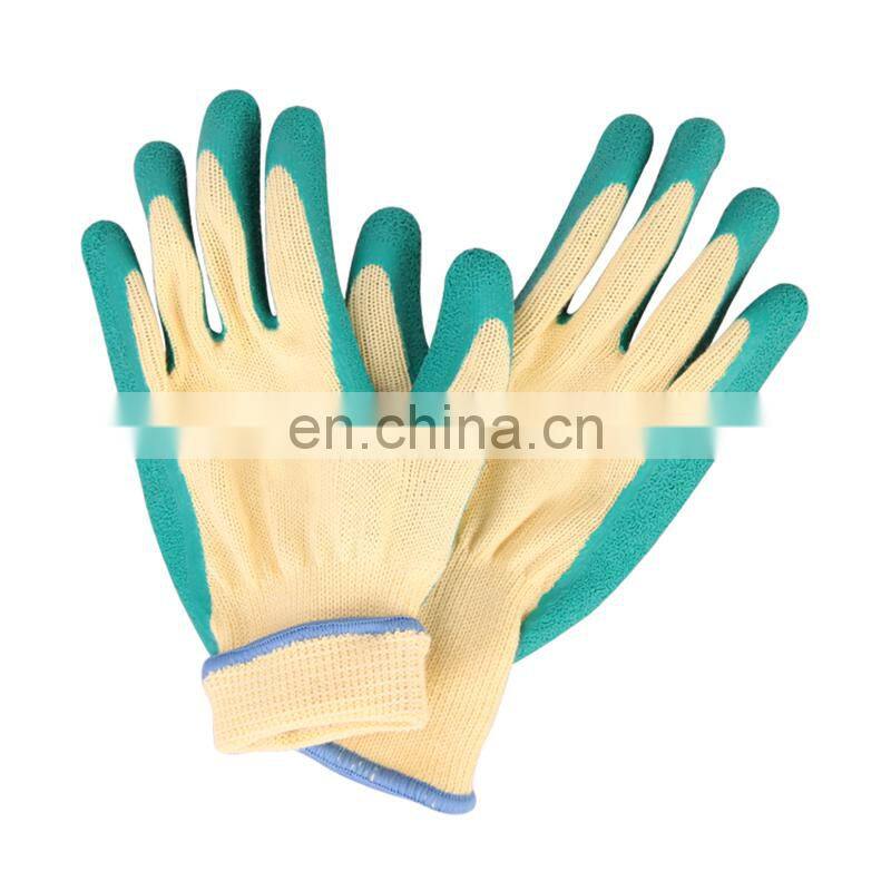 10G Poly-cottton Liner Etched-Finish Rubber Palm Coated Gloves Latex Work Non-slip Gloves With Textured Rubber Dipped
