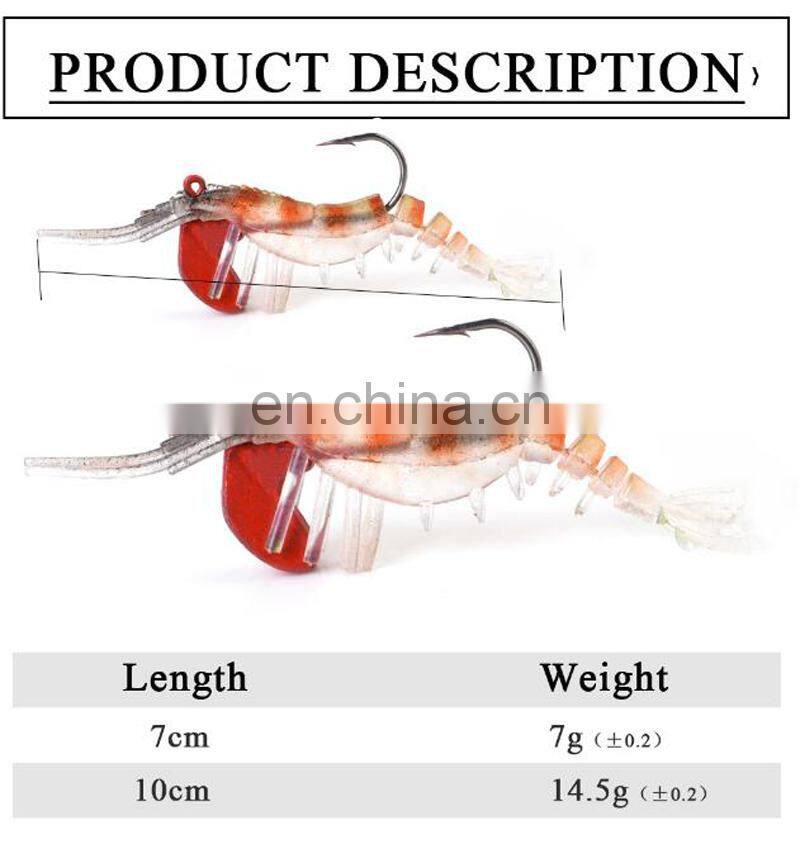 Amazon 7/10cm New Style Soft Fishing Lure Popular Wholesale Luminous Eyes Shrimp Bait With Jig Hook