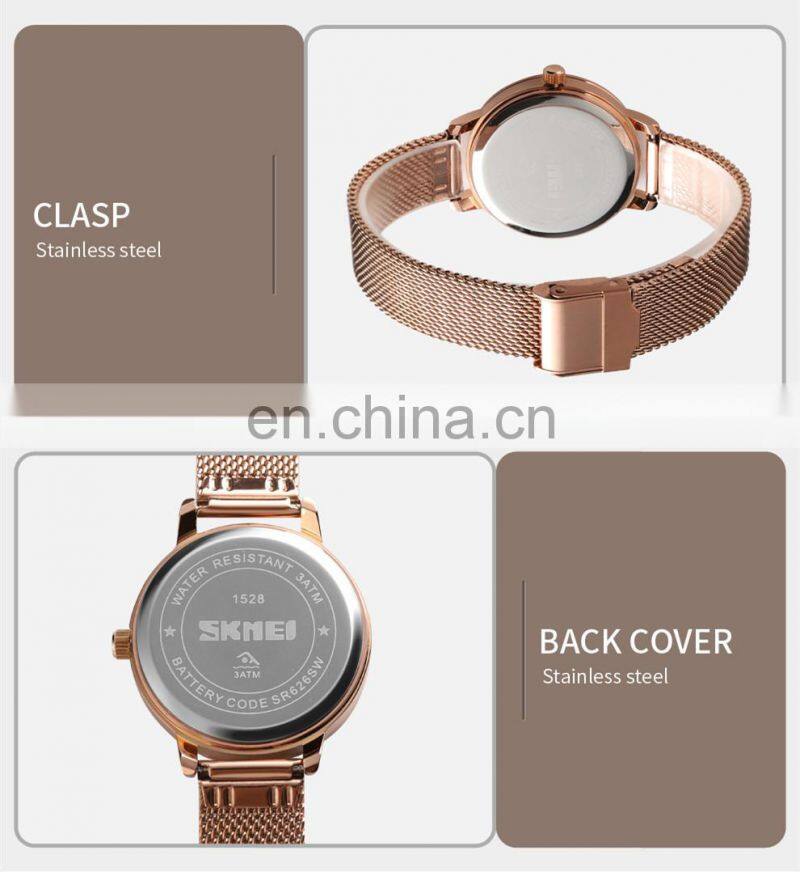luxury SKMEI 1528 ladies wrist watch stainless steel female women watches