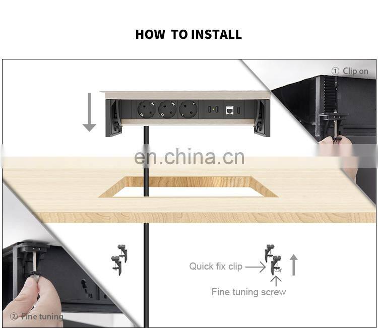 Pop up power box with data and USB fast charger