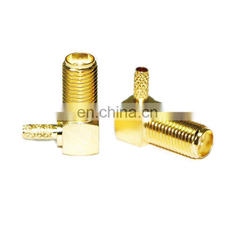Goldplated right angle cable assembly connector sma