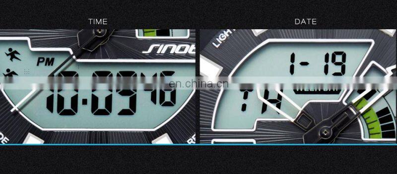 SINOBI Multi Function Men Wristwatch S9733G Full Calendar Window Male Watch LED Display Digital Watches