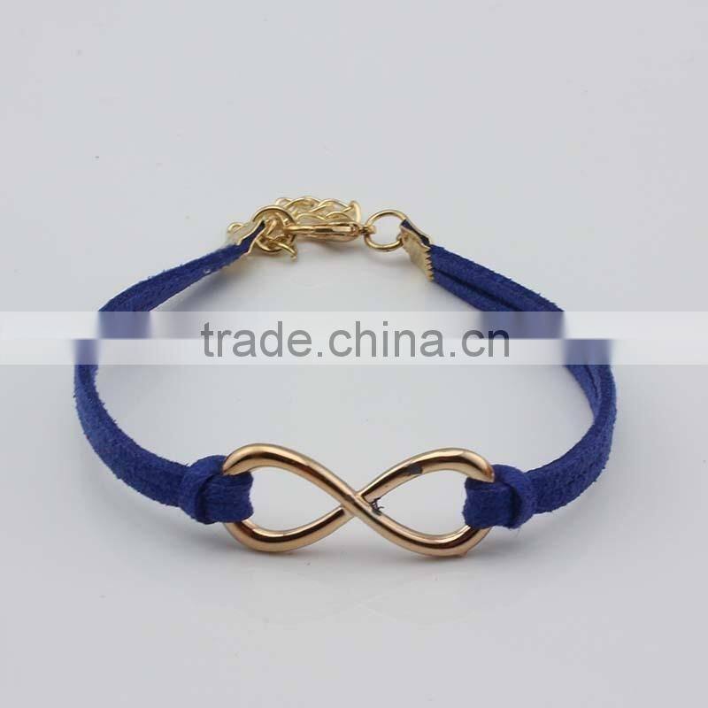 Big Gold Infinity Braided Leather Bracelet Lobster Claw Clasp Black Men Jewelry