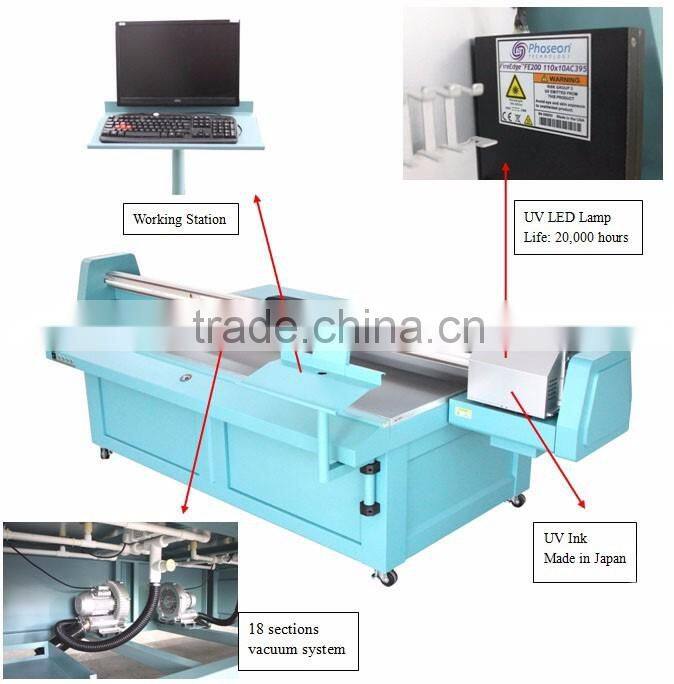 Galaxy UD-2512UFW 2.5 x1.2m uv flatbed printer with white color for Wood ,Glass,Aluminum