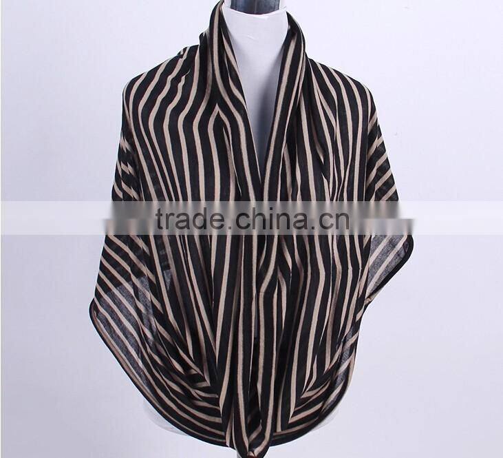 Custom Striped Cotton Knitted Jersey Infinity Scarf