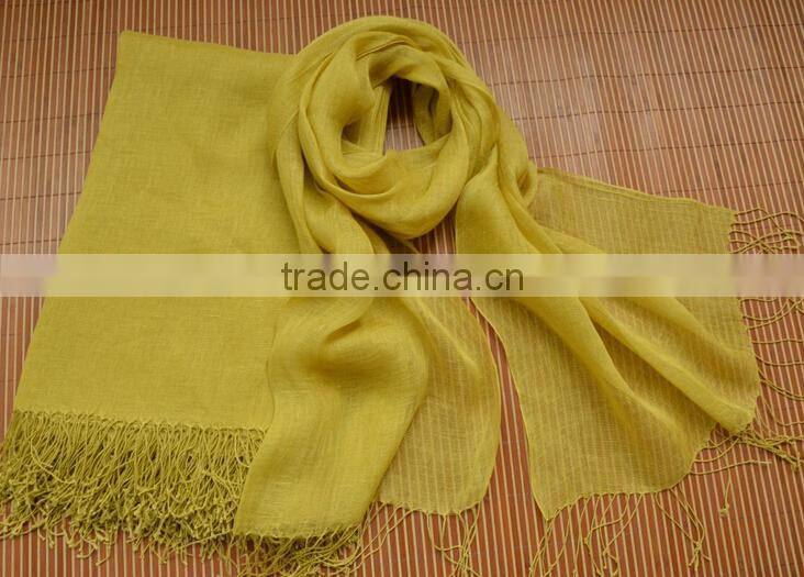 Wholesale Korean Japan Fashion Women Solid Color Plain Tassel France Linen Scarf Shawl
