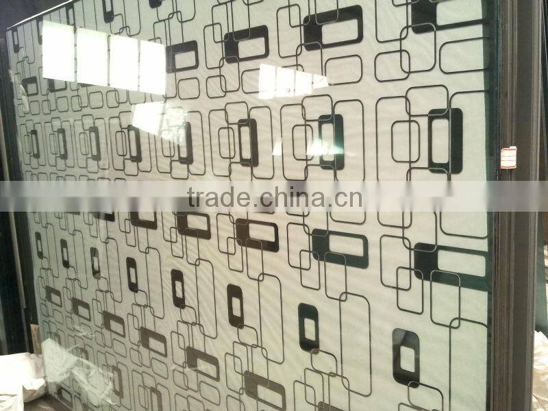 4mm-19mm clear decorative titanium frosted acid etched glass for the partition and sliding door