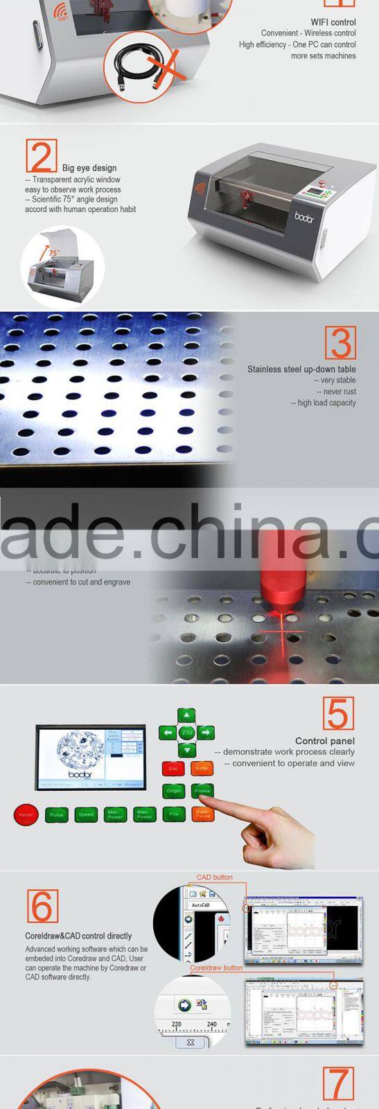 mini Co2 laser cutting machine bodor 2 years warranty