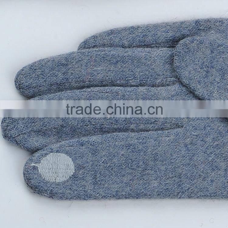 Best Feeling Grey Color Lady Wool Gloves with Wool lining