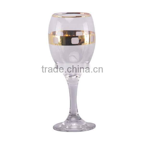 Clear Wine glass with golden band and golden rim