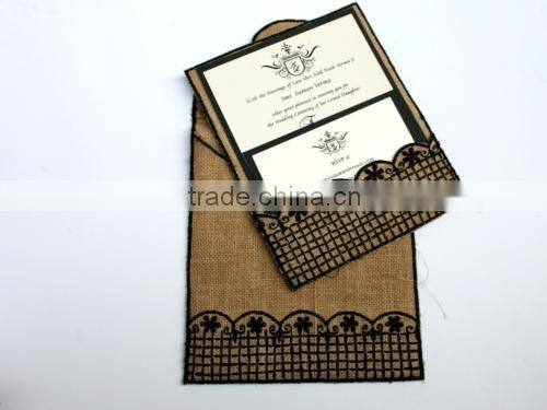 Burlap Natural wedding Invitation