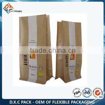 Aluminum Foil Stand Up Brown Paper Packaging Bag With Zipper
