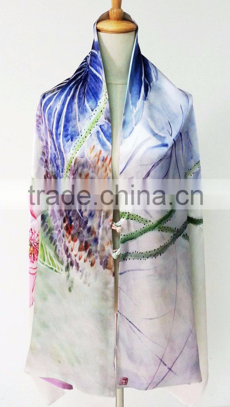silk scarf with digital printing on double layer