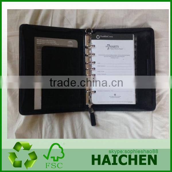 Black Leather Zippered 3 Ring Binder / Folder / Portfolio