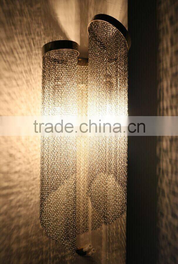 Nickel plated chain sconce wall lamp