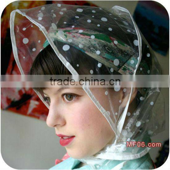 Rainproof plastic rain bonnet/rain cap/rain hood