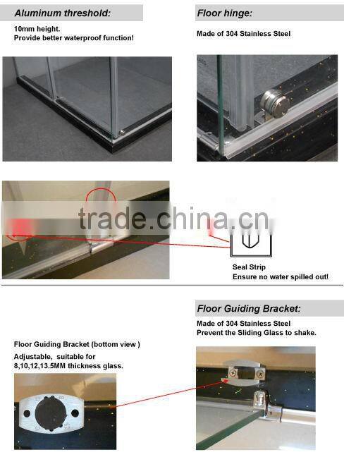 Stainless Steel Rectangle Sliding Shower Enclosure (KT8115)