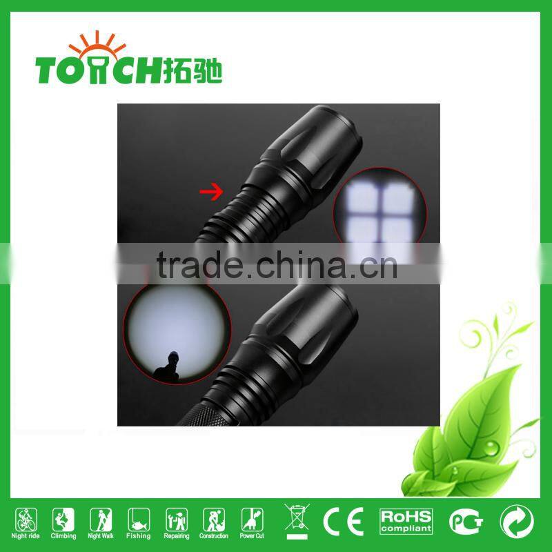 Super Bright 2000LM Adjustable Focus Zoomable Rechargeable 5 Modes with SOS CRE E T6 LED Flashlight 2*18650 Battary Light 8066