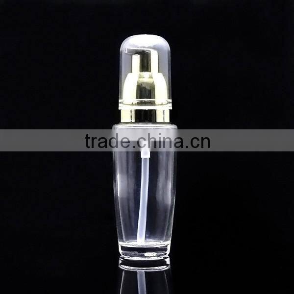 fancy bottle lotion glass bottle with white press pump for wholesale
