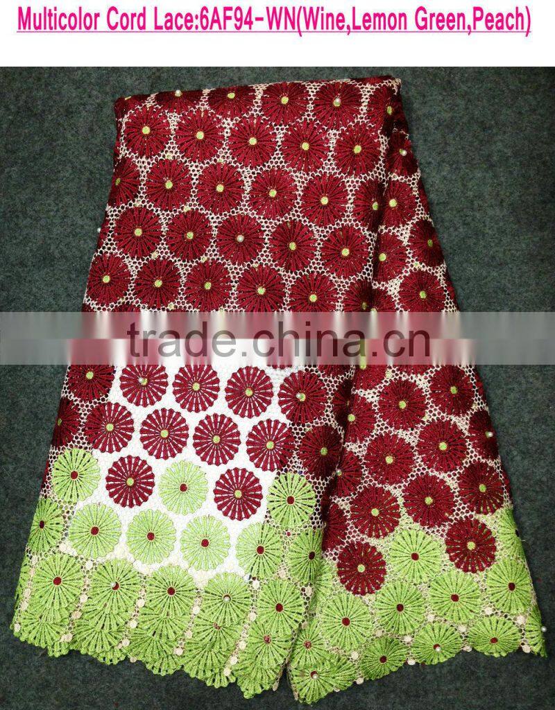High quality guipure cord lace in fabric chemical african lace fabric africa dry lace dress