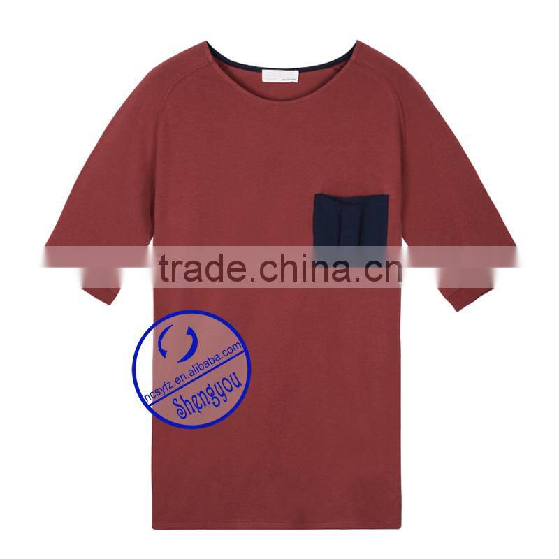 Custom OEM Raglan Sleeve Pocket T Shirt for Men