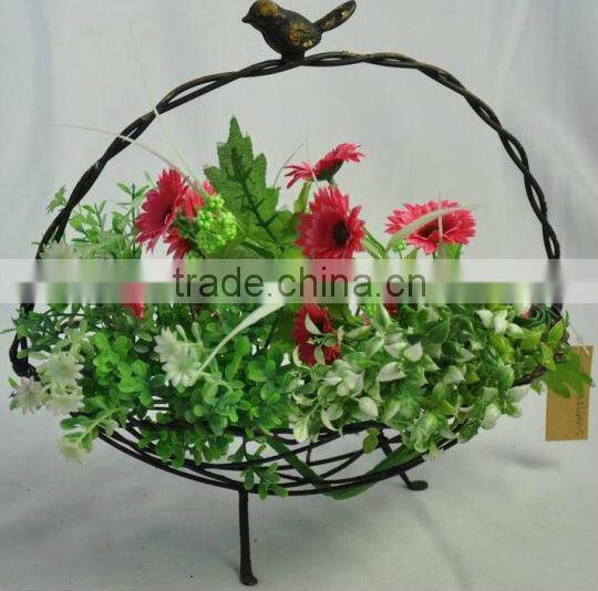 Country style rustic wire basket for plants