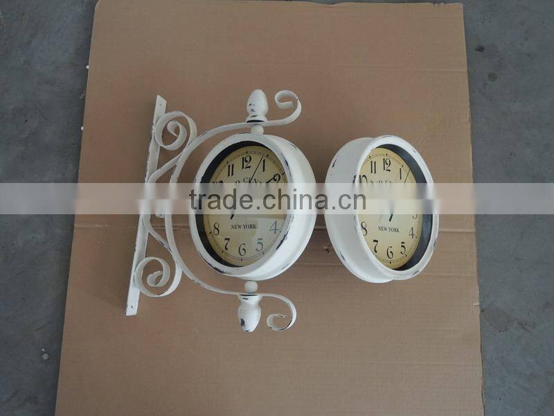 Distressed metal double sided wall clocks