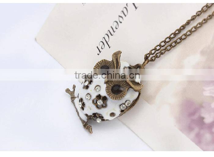 Accessories womens antique gold plated vintage diamond owl pendant necklace