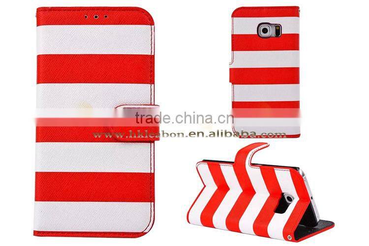 hot new products for 2015, fancy color strip wallet leather case for samsung galaxy s6 edge,