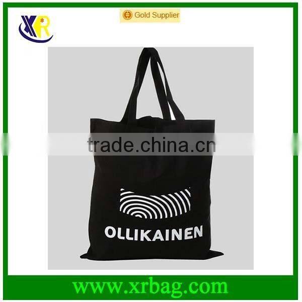 Custom Black Cotton Fabric Tote Shopping Bag