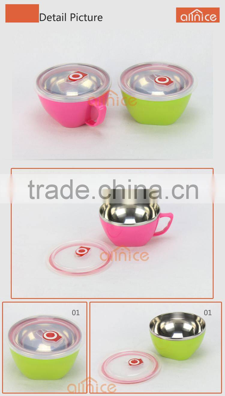 Chaoan Caitang 5.2"/ 6.0"/ 7.2"Perfect for prepping PP outer/SS inner Plasti container lunch bowl with handle air tight lids