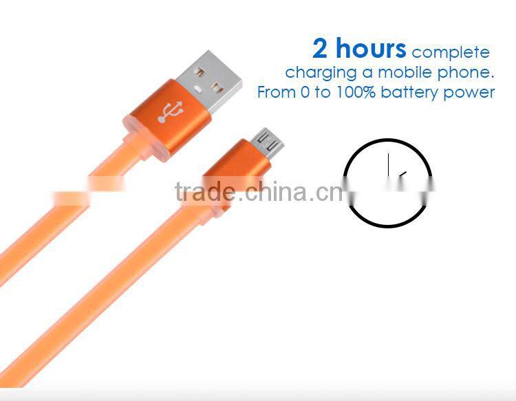 Colorful Soft TPE transparent Flat Micro USB cable for mobilephone/tablet PC