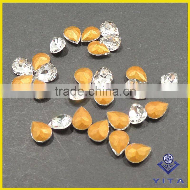 Square pointed back 4*4mm white glass crystal fancy stones for diy design decoration