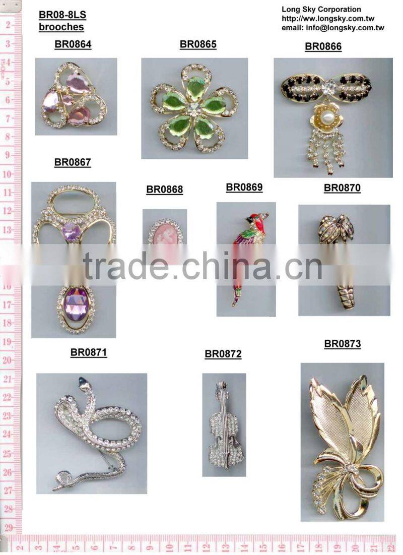 (#BR1107) 35mm pearl and rhinestone brooches for wedding invitation cards